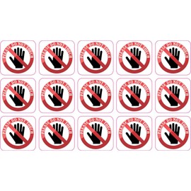 StickerTalk Square Do Not Touch Vinyl Stickers, 1 Sheet of 15 Stickers, 1 inch by 1 inch Each