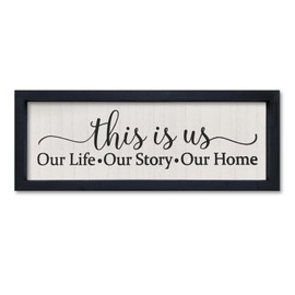 comurdyo This Is Us Sign Wall Decor 16"×6" Family for Living Room Vintage Framed Wooden Hanging Wall Art (Black)