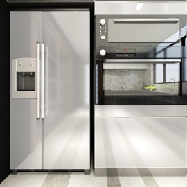 Livelynine Brushed Nickel Peel and Stick Wallpaper Silver Stainless Steel Contact Paper for Appliances Dishwasher Fridge Refrigerator Wrap Cover Adhesive Decorative Vinyl Film 15.8x78.8 in