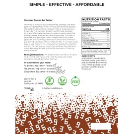 Formula 369 Formula 369 Recovery Booster, Vegan High Protein Recovery Mix, Post Exercise Shake w/ 20g Protein and 60g Carbs, 100% Natural, 3 pounds, Gluten Free, allergen Free.