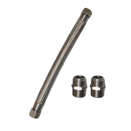 Industrial-Grade Stainless Steel 1" Compressor Jumper Hose, 1" NPT Male x 20"Length,750°F, 450 PSI，Both Sides Fittings Rotate Freely