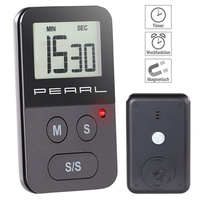 PEARL Kitchen Timer: Digital Kitchen Timer with Stopwatch, Acoustic and