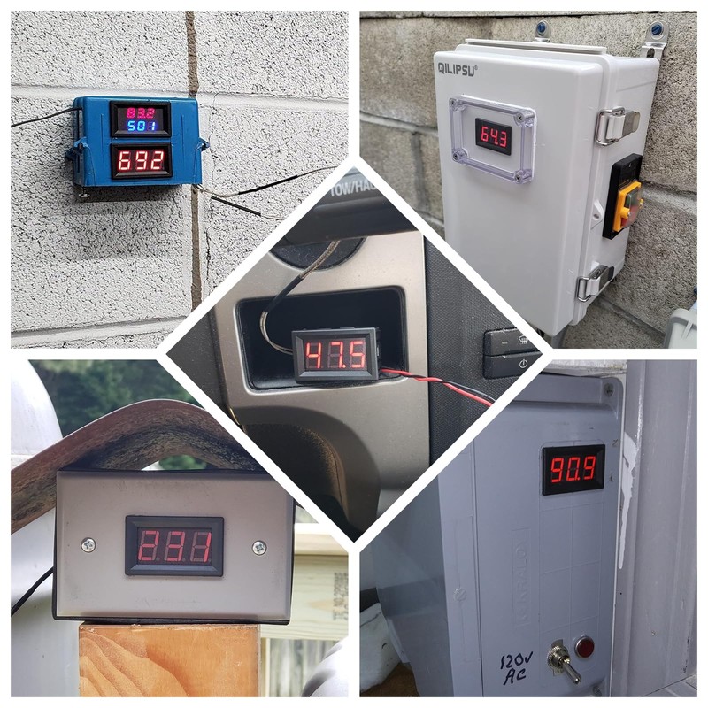PEMENOL 12V Red Fahrenheit Digital Temperature Meter -76F~999F LED Display