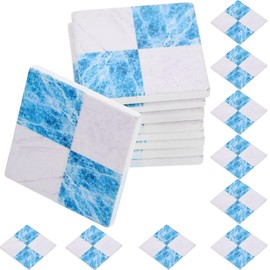 Doll House Furniture 27pcs Miniature Mosaic Floor Tile Sheet Miniature Flooring Simulation Mini Doll House Accessories for - Blue and White Tile Flooring