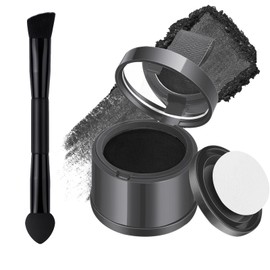 Hairline Powder with Brush – Root Touch Up & Hair Shading Powder, Long-Lasting Matte, Sweat & Humidity Resistant, Covers Thinning Edges/Wide Part/Gray Roots – Travel-Friendly Compact [Black]