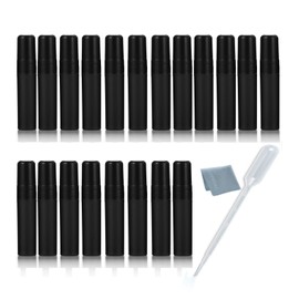 Elfenstall- Cool Black 25pcs 5ml 1/6OZ Atomizer Empty Matte Plastic Fine Mist Spray bottle Refillable Fragrance Perfume Scent Sample Bottle for Travel Party Makeup Tool