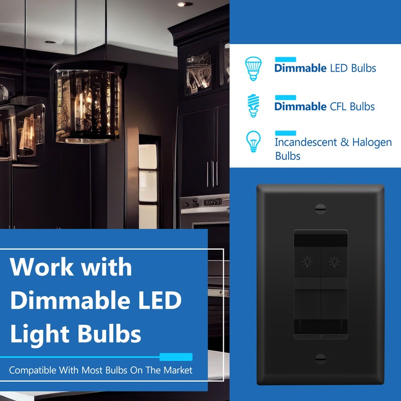 LIDER Combination Dual Dimmer Light Switch Control, 2 Sliding Light