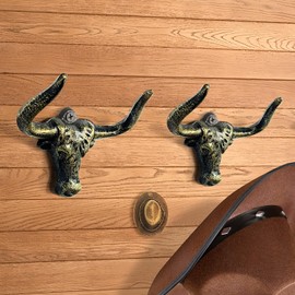 VINLUNM Cast Iron Cowboy Hat Holder, Wall Mounted Hat Storage Organizer, Western Decor for Bedroom