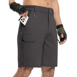TBMPOY Men's Hiking Cargo Shorts Quick Dry Elastic Waist Travel Casual Shorts with 7 Pockets Deep Gray 38