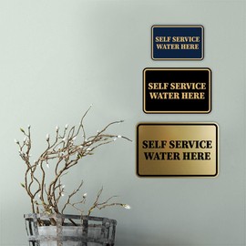 Signs ByLITA Classic Framed Self Service Water Here Durable ABS Plastic | Laser Engraved | Easy Installation | Elegant Design Sign (Blue) - Medium