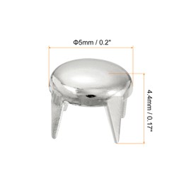 uxcell 200Pcs 5mm Silver Round Dome Studs Metal Claw Beads Nailhead Rivets Spike Studs Spots Punk Rock DIY for Leather Craft Clothes Belt Bag Shoes Bracelet Accessories