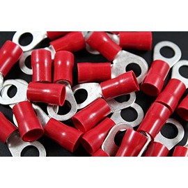 8 Gauge Vinyl 5/16 Ring 25 PK Crimp Terminal Connector AWG GA CAR Eye RVRT8516