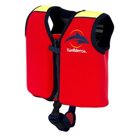 Konfidence Swim Jacket - Premium Swim Vest with Removeable Safety Strap for Kids| Adjustable Buoyancy | UKCA & CE Compliant | Swim School Approved (Original Red, S (15-19kgs))