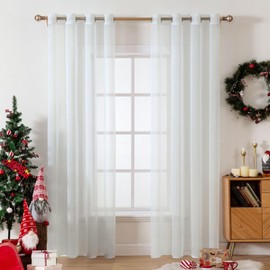 MIULEE Voile Curtains With Eyelets, Transparent Look, Made of Voile Polyester, Eyelet Curtains, Transparent Curtains For Living Room, Bedroom, Baby Room, Set of 2