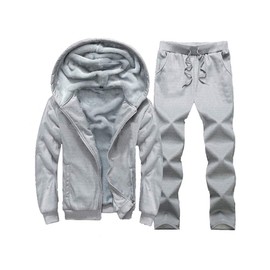 Lavnis Men's Casual Tracksuit Long Sleeve Running Jogging Athletic Sports Set Thicken Style Gray L