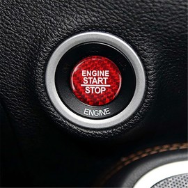 M.JVisun Red Ignition Starter Switch Sticker for Dodge Challenger SRT Charger Durango for Jeep Compass Cherokee Grand Cherokee Grand Commander Start Stop Engine Button Cover Genuine Carbon Fiber
