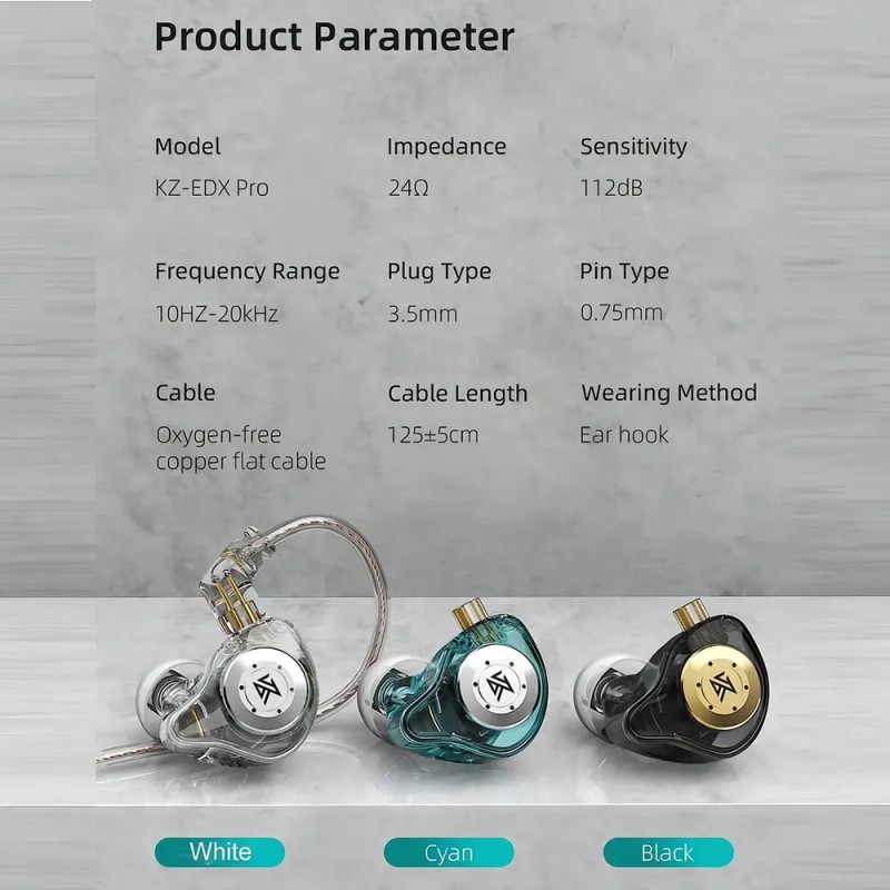 Audífonos in-ear KZ EDX Pro Gamer Con Micrófono color negro