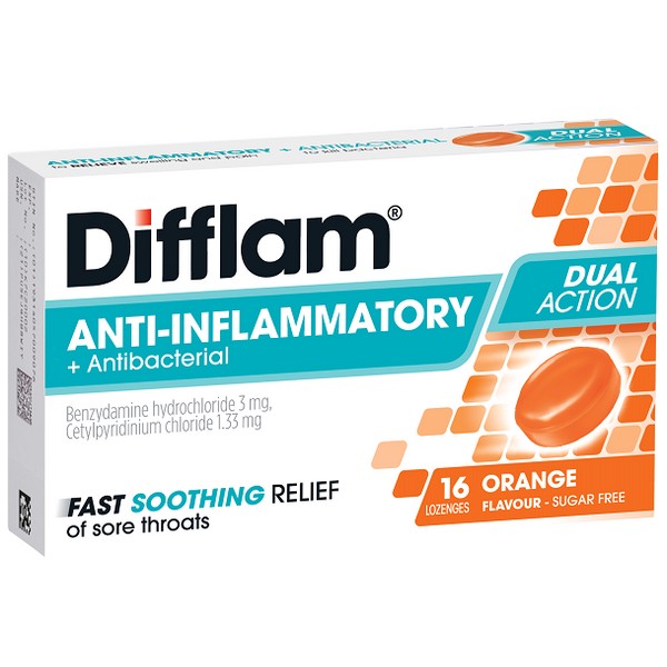 Difflam Anti-Inflammatory + Antibacterial Dual Action Lozenges 16 - Orange