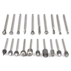Bestgle 20pcs 3mm(1/8") Shank Mini HSS Rotary Cutting Burrs Rotary File Milling Cutter Set for DIY Woodworking, Carving, Engraving, Drilling