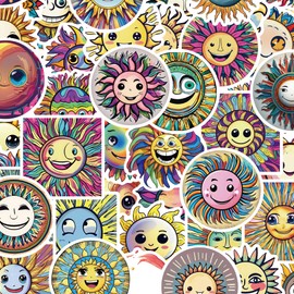 100 Pcs Cute Sun Stickers Sunshine Stickers Sun Decor Happy Face Smile Stickers for Kids Adult Teacher Favors Journal Calendar Envelopes Scrapbooking Decor