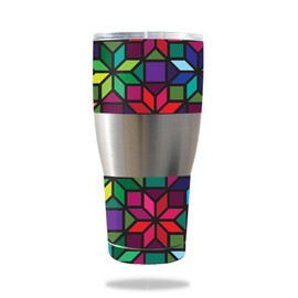 MightySkins Skin Compatible with Ibex 30 oz Tumbler – Stained Glass Window | Protective, Durable, and Unique Vinyl Decal wrap Cover | Easy to Apply, Remove, and Change Styles | Made in The USA