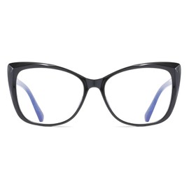 OWTXIS Oversized Cat-Eye Reading Glasses for Women Men, Lightweight Large Readers Trendy Eyeglasses (Black, +2.25)