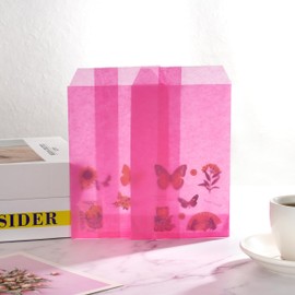 Quotidian Hot Pink Greaseproof Paper Cookie Bags for Treat Wedding Confetti Stamps Pack of 100 (4'' x 6'')