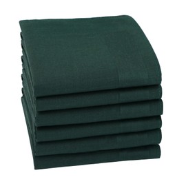 HOULIFE Men's Handkerchiefs - Women's Plain Handkerchiefs Fabric Made of Pure 60S Cotton for Everyday Use Wedding, 40 x 40 cm / 16 x 16 inches, 6/12 Pieces, dark green