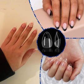 Nail Tips and Glue Gel Kit, 552 Pieces Full Cover Nail Tips Almond, Gel X Nail Tips Acrylic Nail Set, 5 in 1 Nail Glue Gel Nail Kit with Mini UV Lamp for Nails, Soft Gel Tips for Gel Nails