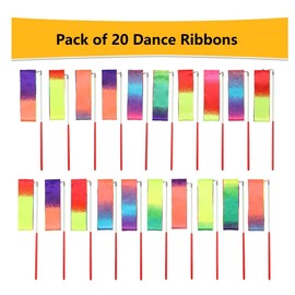 20 Pack Ribbon Wands Party Favors for Kids, Rainbow Decorations, Unicorn Birthday Party Supplies, Mermaid Princess Goodie Bag Stuffers, Gymnastics Dance Streamers, Girls Goody Gifts (Rainbow)