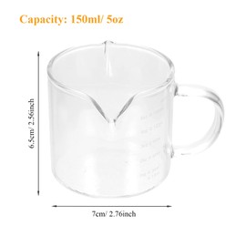 Espresso Shots Cup 5OZ Glass Measuring Cup Espresso Shot Glass Double Spouts Milk Cup Clear Frothing Pitcher Espresso Accessories