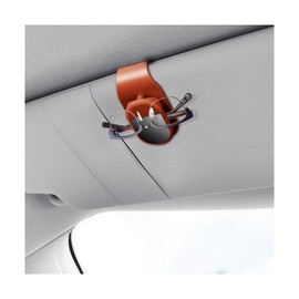 Sandfren Sunglass Holder for Car Visor, Vehicle Eyeglass Hanger Clip with Sponge Padded for Ticket Card, Automotive Interior Sun Glasses Mount Accessories, Universal for SUV Sedan Truck (Orange)