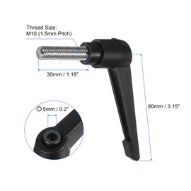 sourcing map 2pcs Clamping Lever Handles, M10 x 30mm 304 Stainless Steel Threaded Male Stud, Adjustable Handles Locking Quick Release Ratchet Push Button Bolt Knobs, Black