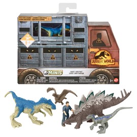 Mattel Jurassic World GWP71 New Ruler Minifigure, Multi-Pack (With Limited Edition Allosaurus), 4 Dinosaurs + 1 Human, 5 Minifigures Total (3 Years Old and Up)
