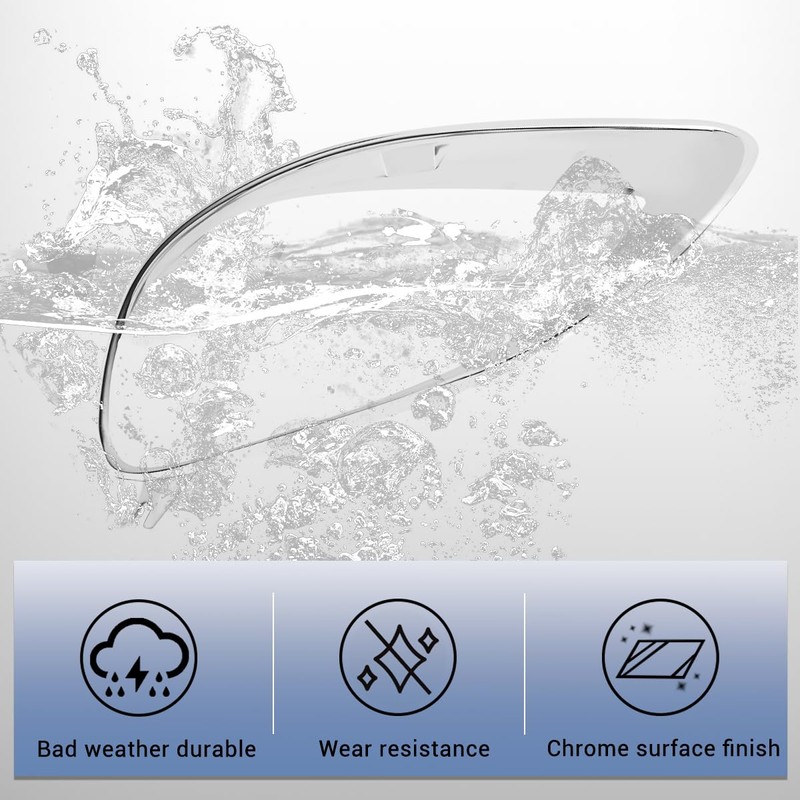 Pair Set Chrome Headlight Bezel Trim Cover Driver + Passenger