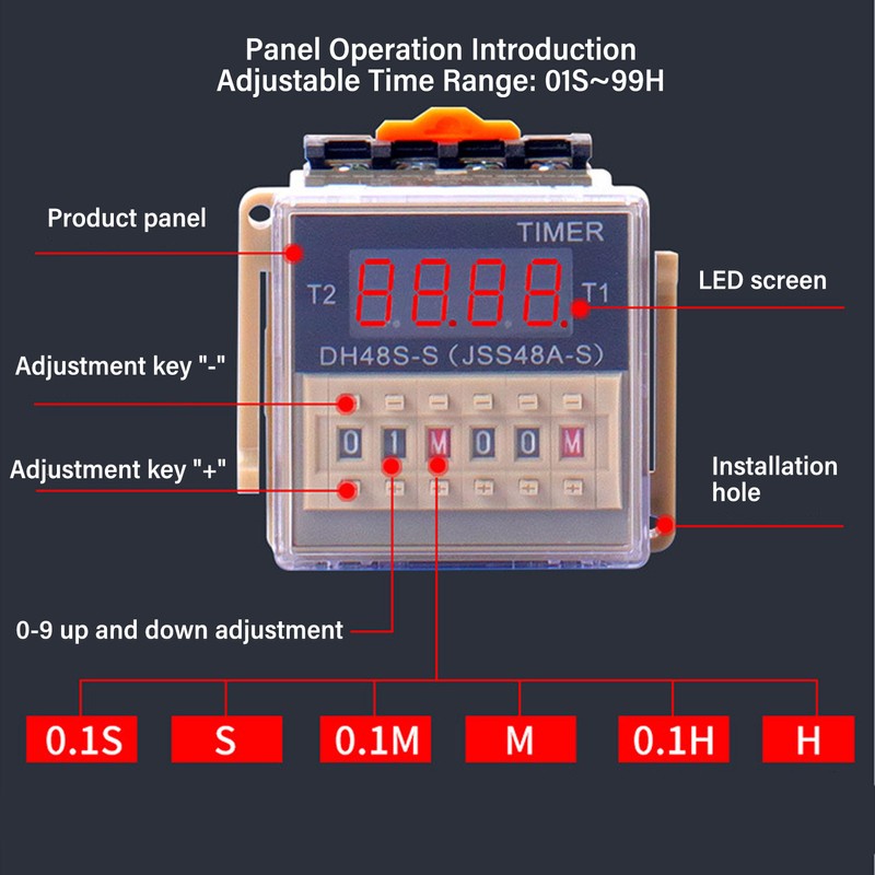 Time Relay 0.1s To 99h Adjustable Digital Cycle Delay Timer