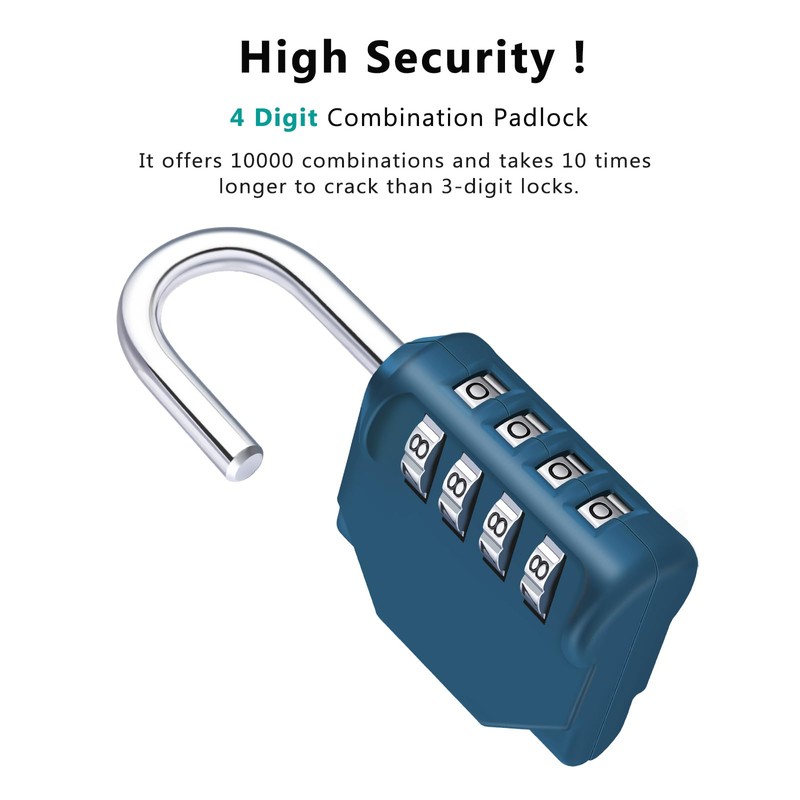 ZHEGE Combination Lock, 4 Digit Combination Padlock Outdoor, School Lock,