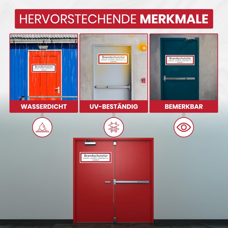 DinAliX 12 x Fire Door Stickers, 21 x 7.2 cm,