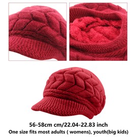 Rcanedny 4 Pack Women Winter Hat Soft Stretch Warm Knit Beanie Caps with Visor for Women