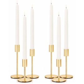 zeochyni - Juego de 6 portavelas cónicos de oro francés, portavelas para decoración de mesa o repisa, centro de mesa, boda, cena, fiesta, decoración del hogar