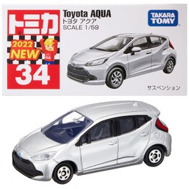 Takara Tomy Tomica No. 34 Toyota Aqua (Box), Mini Car, Toy, Boys, Ages 3 and Up, Boxed, Pass Toy Safety Standards, ST Mark Certified, Tomica Takara Tomy