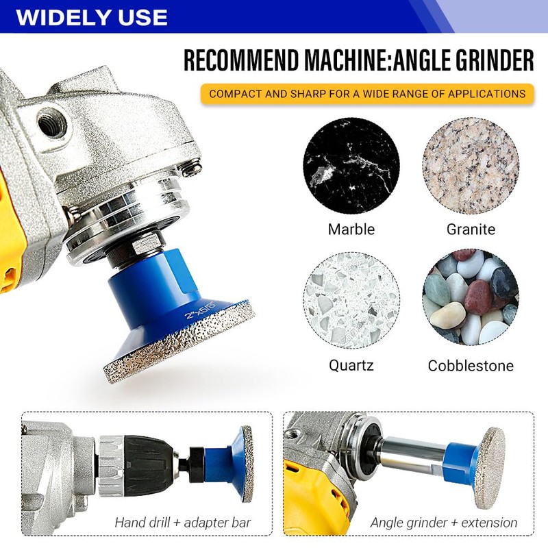 LOZLIN 3-Pack 2" Brazed Grinding Heads 5/8-11 Thread - Flat