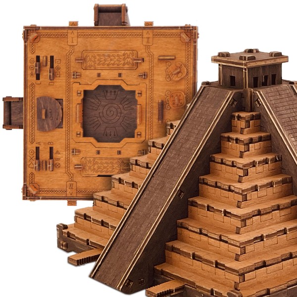 WOODEN.CITY Inca Pyramid Puzzle Box – 3D Escape Room Puzzle