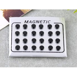 Lottoyday 12 Pairs Round Zircon Magnet Stud Earring, Unisex Magnetic Rhinestone Ear Studs 6/8/10mm (6mm, Black)