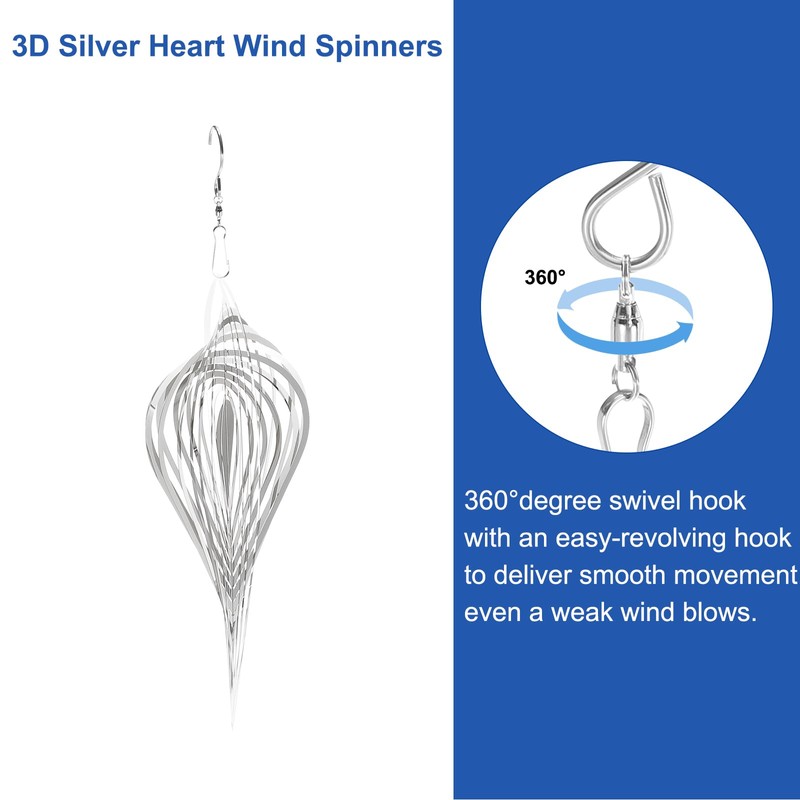 sourcing map Wind Spinner Pear-Shape 7.87" x 14.96" Stainless Steel