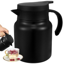 Thermal Coffee Carafe Jug,1L Large Capacity Stainless Steel Insulated Tea Pot with Detachable Tea Strainer,Leak-Proof Vacuum Insulated Carafe for Coffee Tea Hot or Cold Drinks(Black)