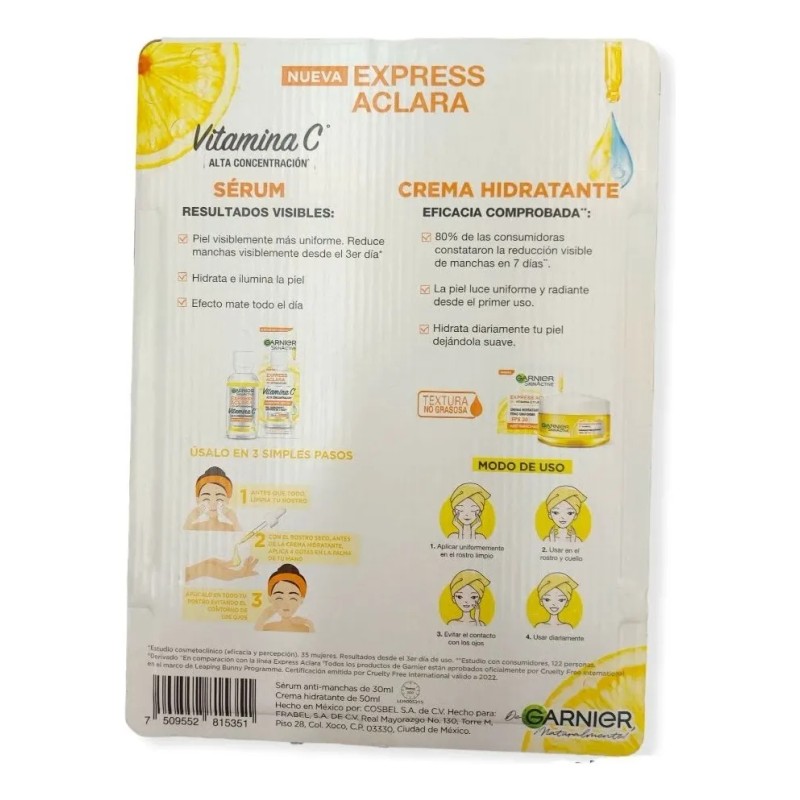 Garnier Kit Vitamina C: Sérum Concentrado + Crema Hidratante Iluminadora