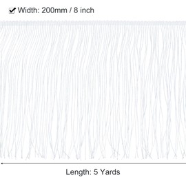 sourcing map 5 Yards 8 Inch Chainette Fringe Trim Tassel Sewing Trim Polyester Fringe Trim Ribbon for DIY Sewing Crafts Clothing Lamp Shade Decoration, Light White