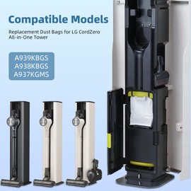 12 Pack Replacement Dust Bags for LG CordZero All-in-One Tower A939KBGS, A938KBGS, A937KGMS, and A949KTMS