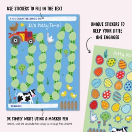 Potty Training Reward Chart for Boys Girls - Sticker Chart for Potty Training for Kids Toddler Baby - Cute Farm Animals - Good Behavior Charts for Children - Train to Poop by Central 23